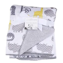 Детское одеяло из полиэстера для новорожденных, Двухслойное Коралловое флисовое белье для коляски, детское одеяло с мультяшным принтом животных