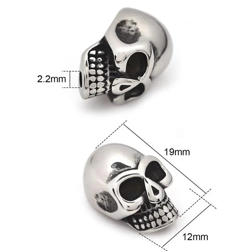 Бусины в виде черепа из нержавеющей стали для Хэллоуина, подвески с отверстием 5,5 мм, Европейские Бусины DIY для мужчин, браслет, ожерелье, изготовление ювелирных изделий - Color: 3