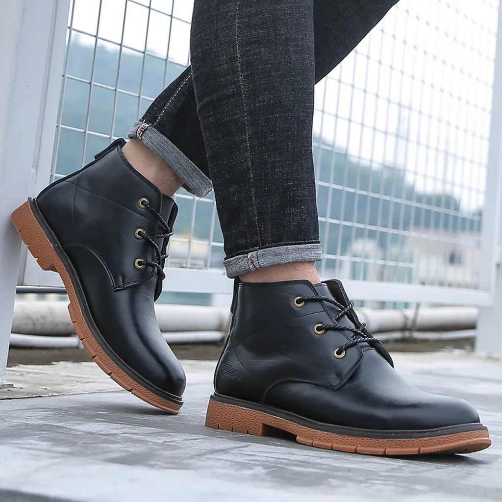 new men's Latin dance shoes modern dance hall tango shoes Round Toe Lace-Up Boots Business Shoes Flat Tango Shoes#g3