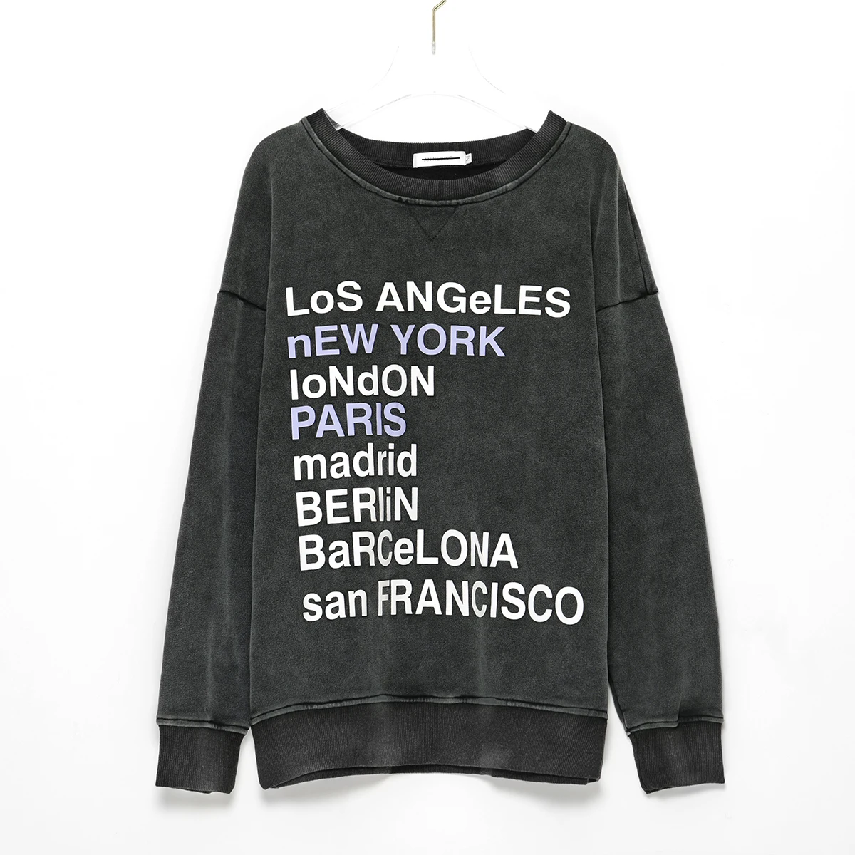 Faded Thick Letter Print Sweatshirt Women Autumn