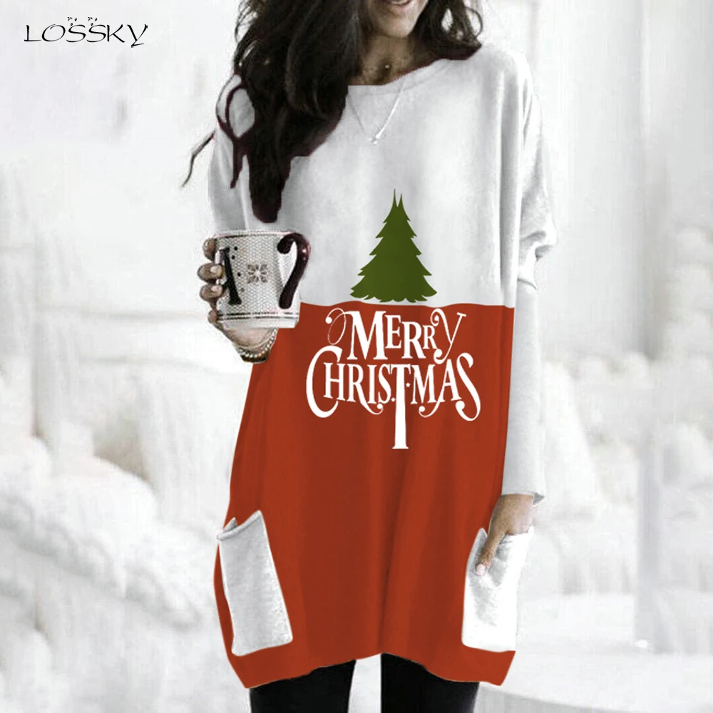 Платье Осень-Зима Рождественская одежда Свободное повседневное домашнее с стиле