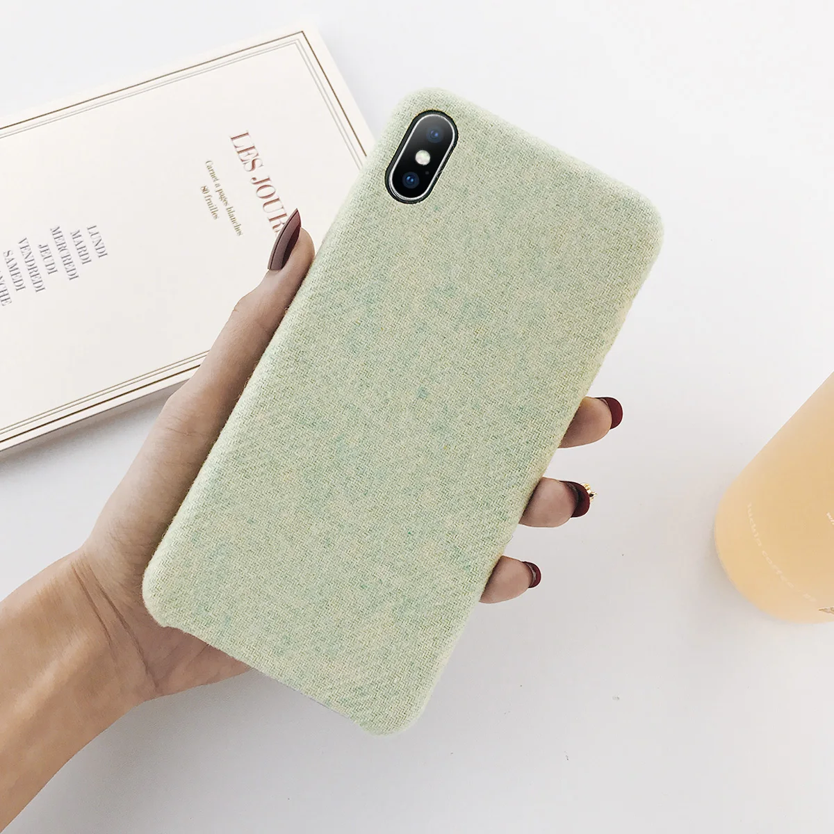 G Moskado тканевая текстура чехол для iPhone 7 для iPhone 6 6s 7 8 Plus X XR XS Max плюшевые чехлы для телефонов Жесткий ПК задняя крышка - Цвет: G