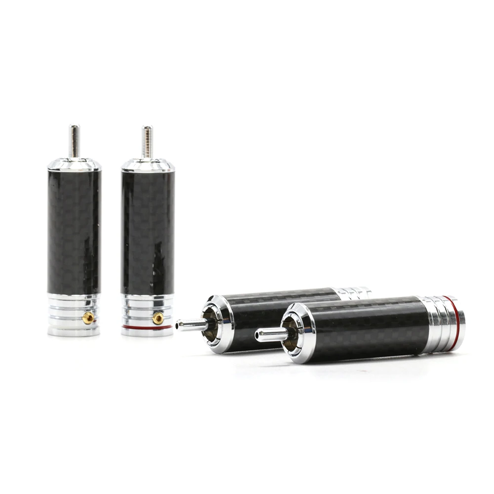 4 шт. HIFI хромированный RCA разъем, соединительный кабель разъем, аудио аксессуары из углеродного волокна RCA терминал