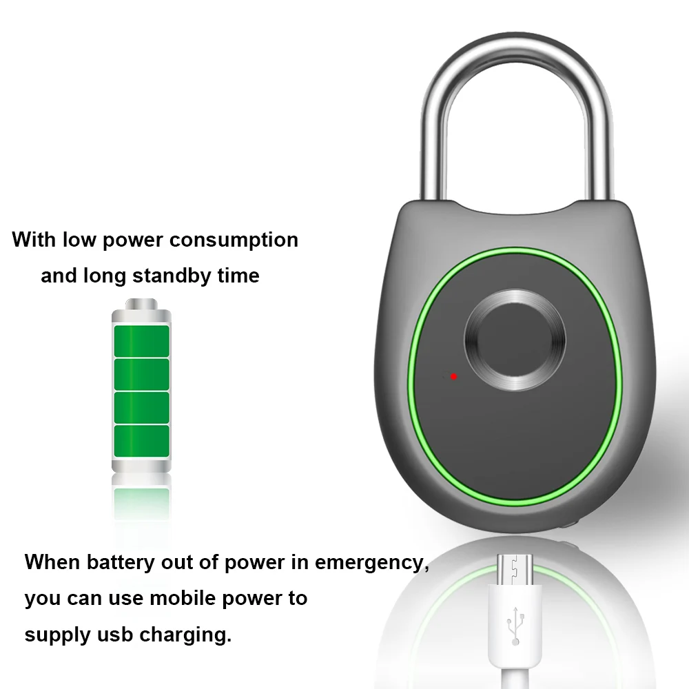 Портативный Bluetooth замок для двери с отпечатком пальца, умный USB замок без ключа, IP65 Водонепроницаемый чехол для багажа, телефон, приложение, замок управления