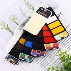 18/25/33/42 Color Solid Watercolor Aquarela Paint Fan-shaped Foldable Transparent Solid Pigment Paint Set Art Supplies