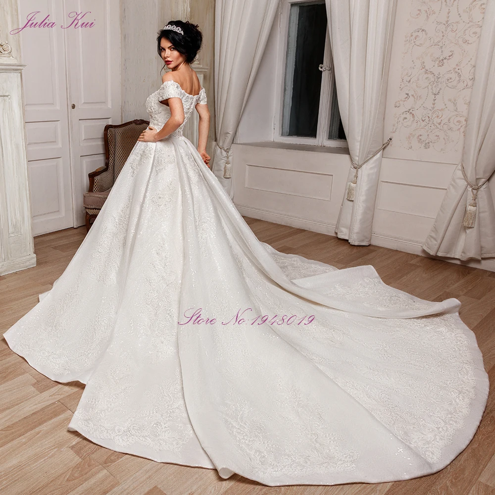 Vestidos De Novia, роскошное свадебное платье с бисером и кристаллами, короткие рукава, Цветочная аппликация, свадебные платья, robe de mariee