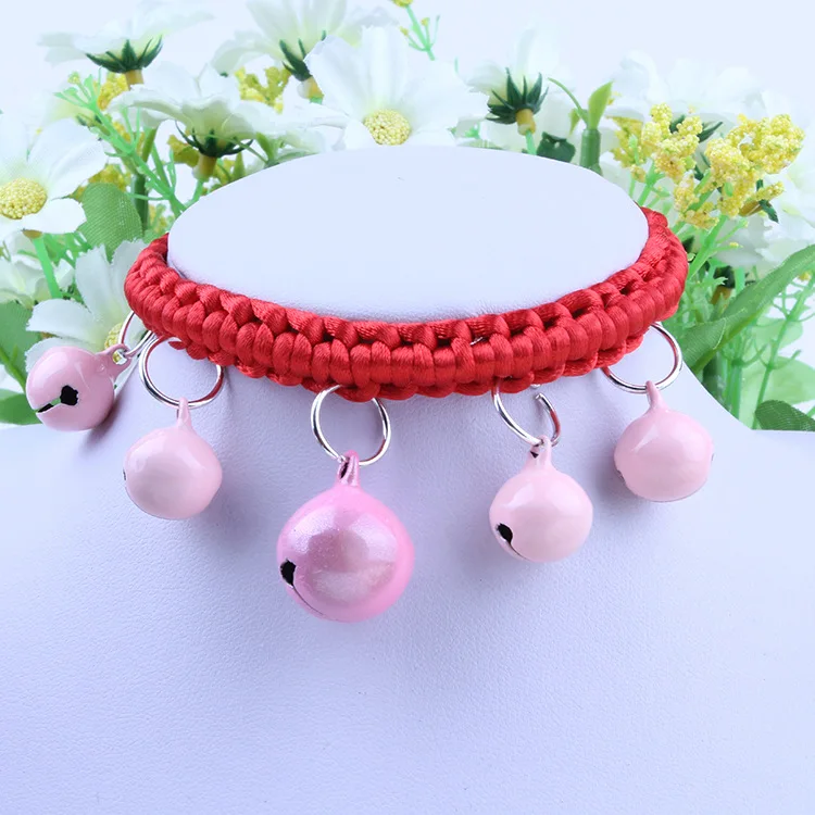 Red-pink bell Аксессуары для домашних животных ожерелье персонализированный Регулируемый милый модный котенок плюшевый щенок колокольчик ошейник - Цвет: Red-pink bell