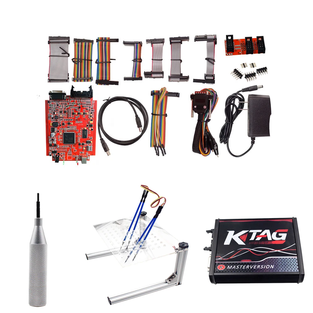 OBD2 ECU 4LED KESS Ktag K TAG V7.020 KESS Master ECU Chiptuning инструмент K-TAG 7,020 PCB BDM ECU программируемый инструмент неограниченный жетон - Цвет: Серый