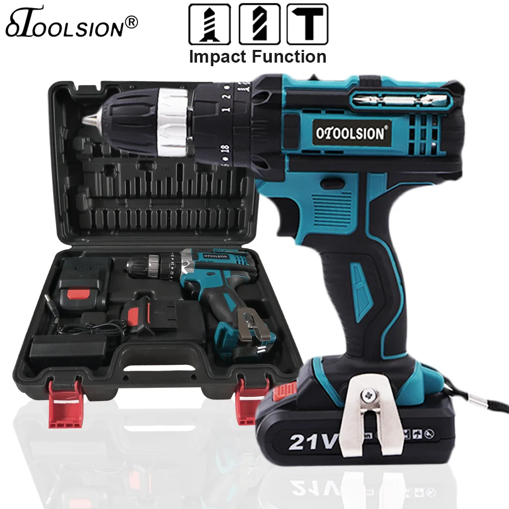  21V 18+3 Torque Impact Drill Cordless Screwdriver Power Tools Screwdriver Impact Hammer Drill Screw