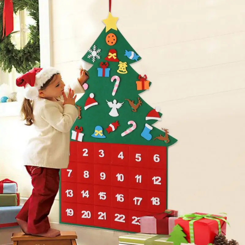 Войлочные Рождественские Елочные календари DIY 24 обратный отсчет в днях украшения Рождественский настенный дверной подвесной подарок