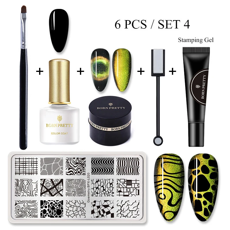 6 Pcs-Set4 BORN PRETTY 9D гель кошачий глаз набор для штамповки ногтей Магнитный замачивающий УФ-гель для ногтей геллак 5 мл для маникюра - Цвет: 6 Pcs-Set4