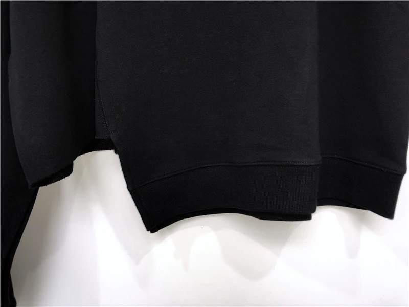 New Asymmetric One Sleeve Off O Neck Couple Loose Long Sleeve Black Sweatshirt