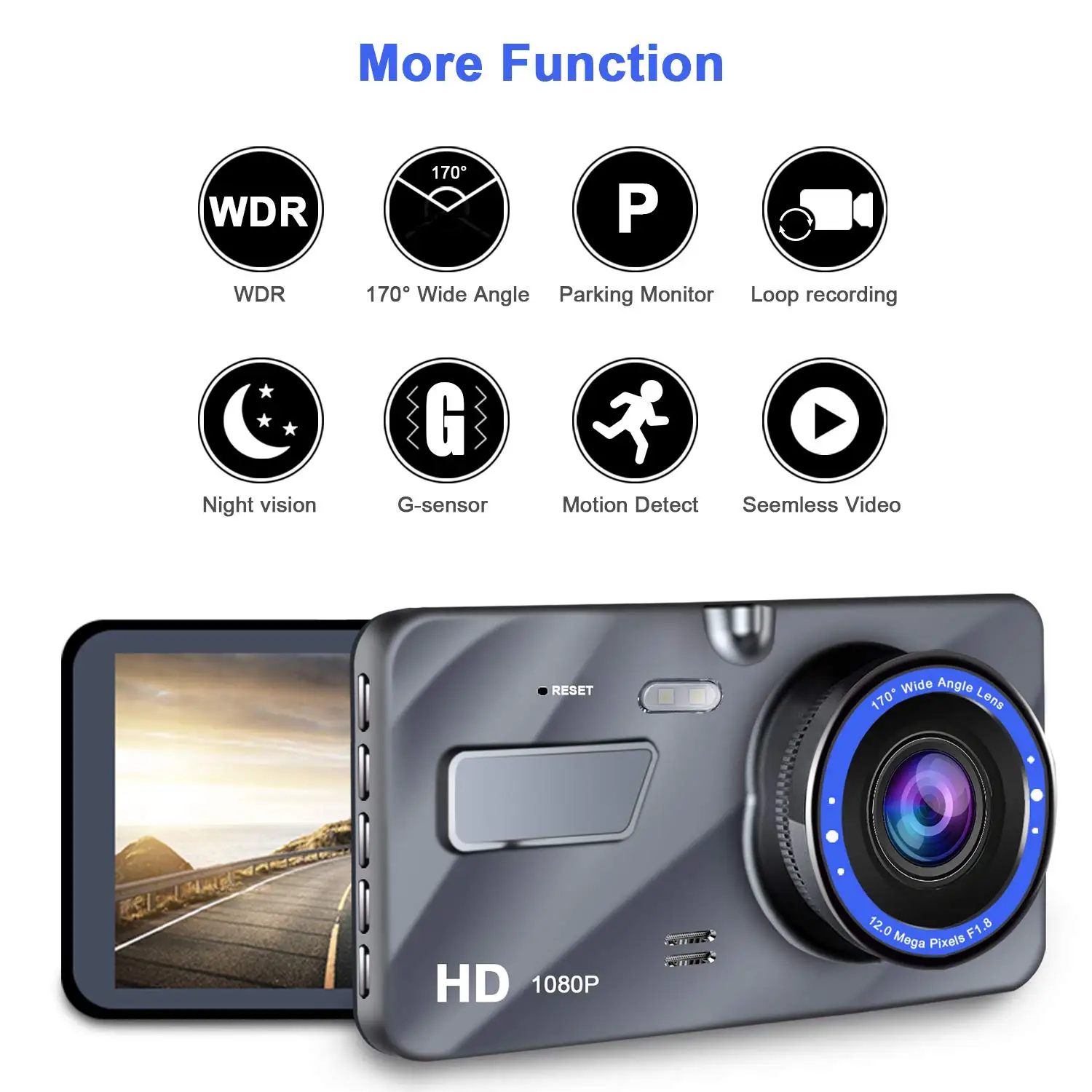 4 Inch Dual Lens Car Camera High Resolution 2.5D Double Lens Front And Back Double Recording Traffic Recorder For Car Vehicle