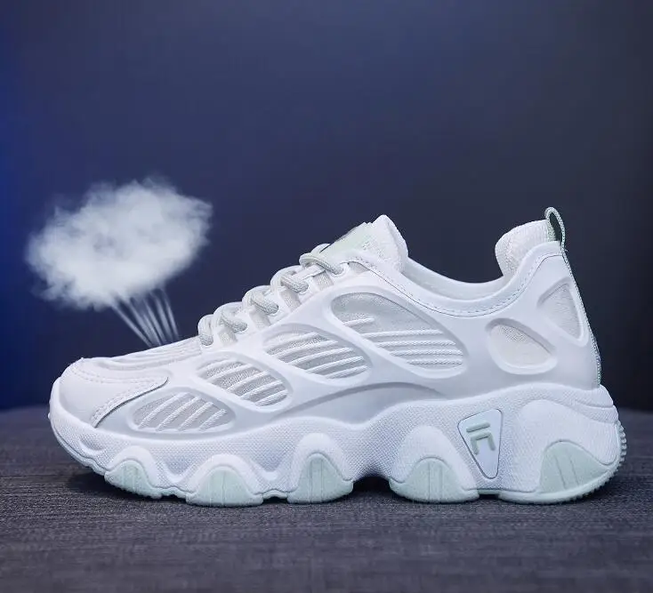 2021 summer new faddish women shoes schoolgirl hollow out air mesh casual sport shoes heightening chunky sneakers Clearance
