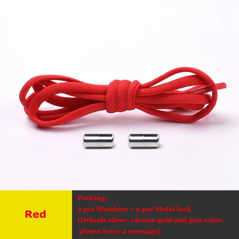 Красный 1 Pair Elastic Shoe laces Round No Tie Shoelaces Kids and Adult Sneakers Shoelace Running Leisure Quick Lazy Laces 19 Colors - Цвет: Красный