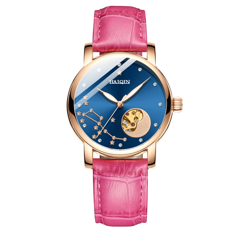 Fashion Women's Watches HAIQIN Mechanical Watches Women Automatic Watch Women Luxury Simple Ladies Watch Clock Relogio Feminino - Цвет: Слоновая кость