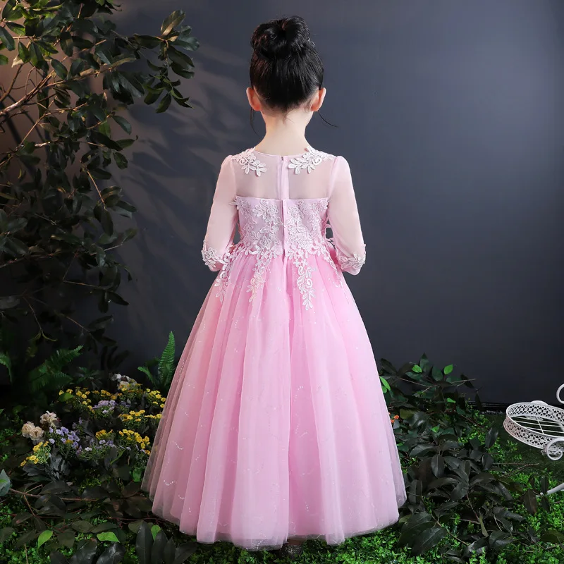 Длинное платье с цветочным узором для девочек на свадьбу, vestidos de primera comunion, детское платье для первого причастия, Пышное Бальное Платье для девочек