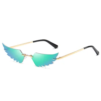 

New Creativity Wings Shape Female Frameless Sunglasses Fashion Colorful Cat Eye Glasses Shade Sunglasses Personality Sun Glasses