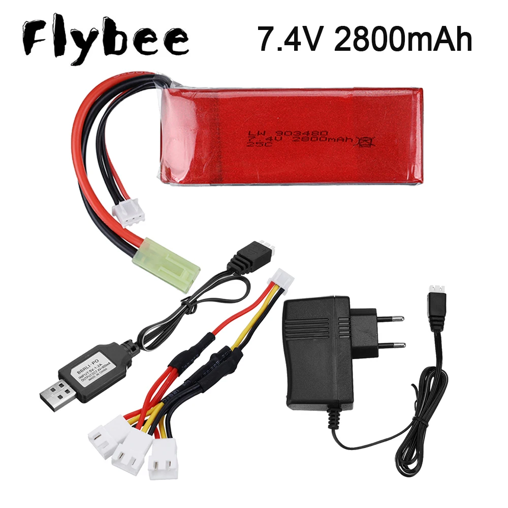 Сменный аккумулятор Lipo 7 4 в 2800 мАч с зарядным устройством для игрушек Feilun FT009