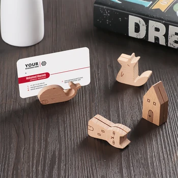 

1PC Wooden Cute Animal Photo Holder Fox/Cat/House/Whale Shaped Memo Clips Desktop Calendar Message Clamps Stand Display