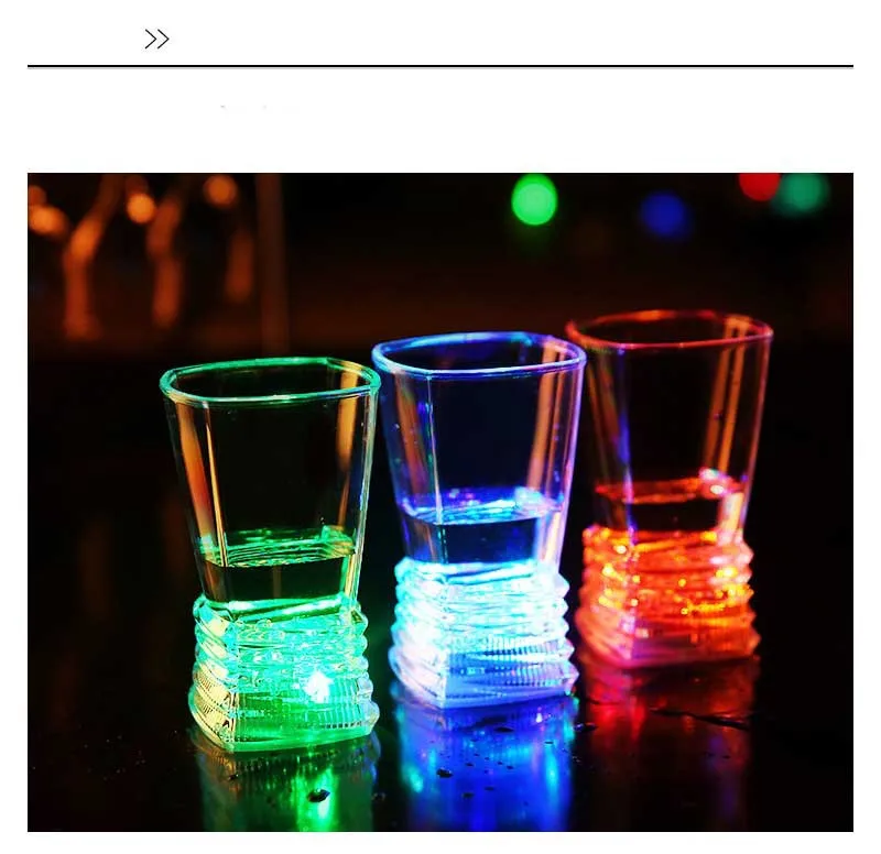 Water Gets Light LED Cold Light Glass Colorful Shining Glass Top Grade Wine Glass Square Mouth Flower Straight Cup Water Bright