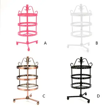 

Three-layer Circular Rotating Earrings Display Stand Necklace Earring Jewelry Organizing Holder Storage Case