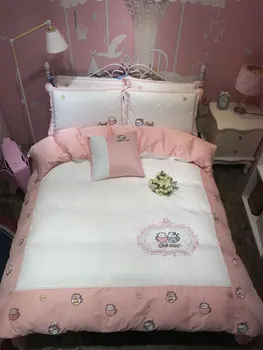 

Cute cartoon cat bedding set teen kid,full queen king lovely cotton single double home textile bedsheet pillow case quilt cover