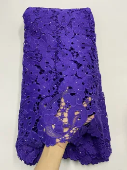 

2020 High quality Nigerian Wedding Dress African Cord Guipure Lace fabric New Water Soluble Milk Silk Lace fabric 5Yards