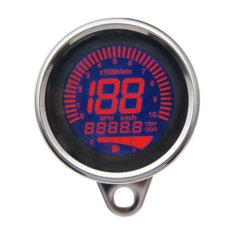 Compteur de Vitesse de Moto, Odomètre Tachymètre 66mm Universel Digital LED  Compte-tours Compteur Kilométrique Indicateur