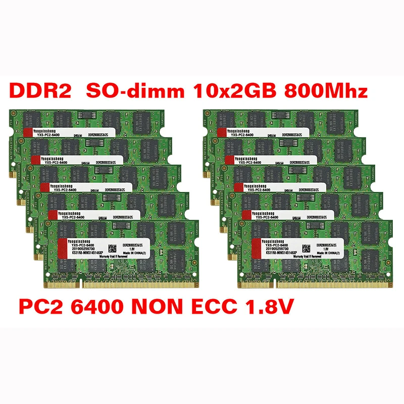 Laptop memory 15X2GB PC2-5300S PC2-6400S DDR2 667MHz 800MHZ 200pin 1.8V SO-DIMM USED