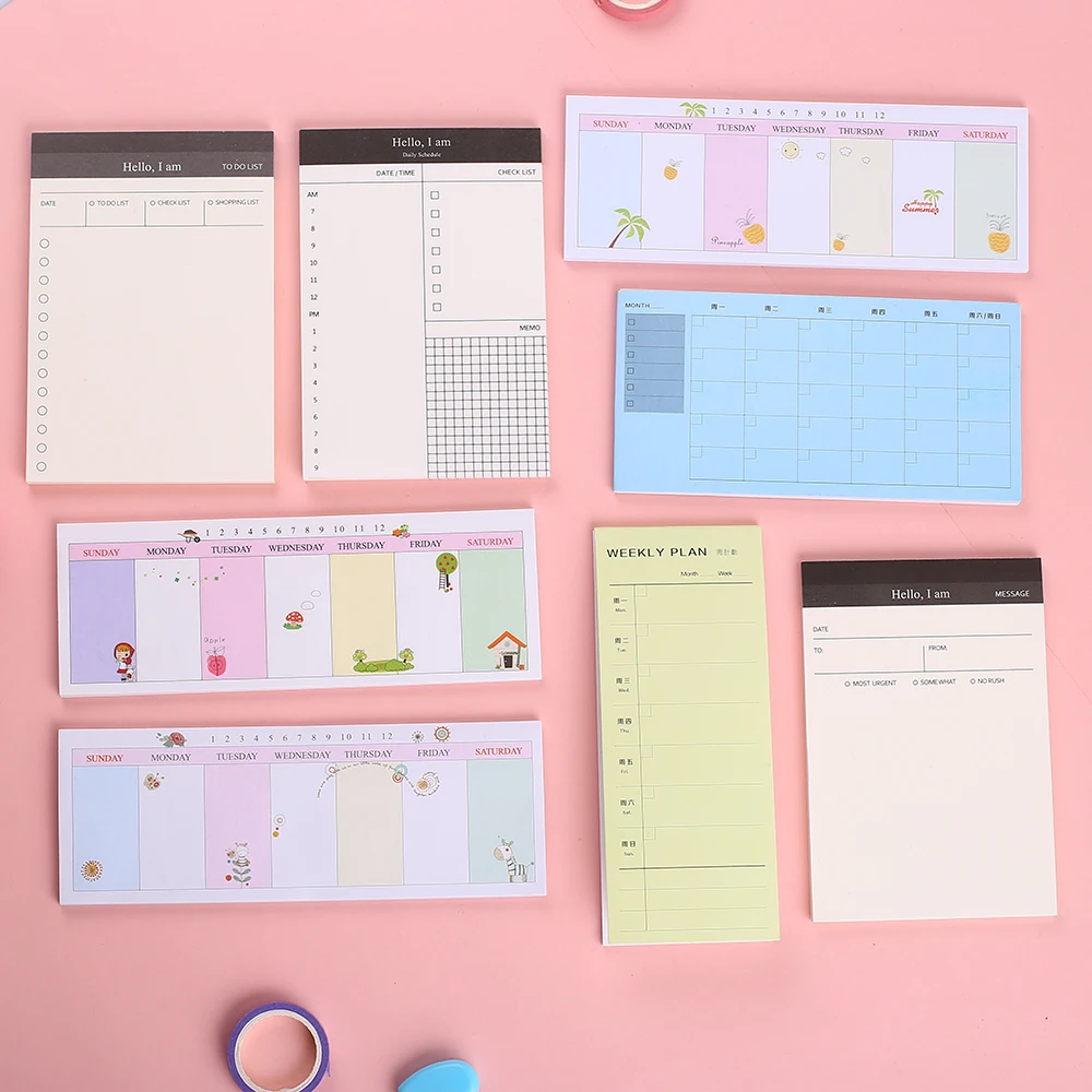 Креативный Kawaii Memo Pad милый ежедневный ежемесячный недельный контрольный лист