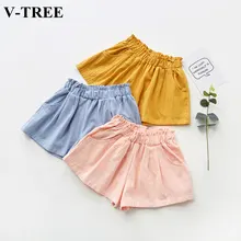 Летние Шорты для девочек, льняные шорты для детей, штаны, яркие цвета, пляжные шорты детские, от 2 до 10 лет, одежда для подростков