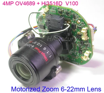 

4MP H265 / H264 Motorized Zoom & Focal 6-22mm Lens 1/3" Omnivision OV4689 + Hi3516 CCTV IP camera module board (option cable)