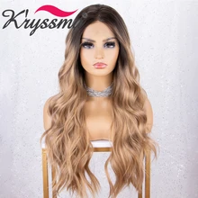 Криссма 13x3 кружева Омбре блонд парик объемная волна синтетические волосы на фронте парики для черных женщин косплей парик Тепло дружественный длинный парик