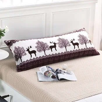 

48x120/150/180cm warm long flannel fabric printed couple pillowcase decorative pillow case bed winter cushion pillow cover