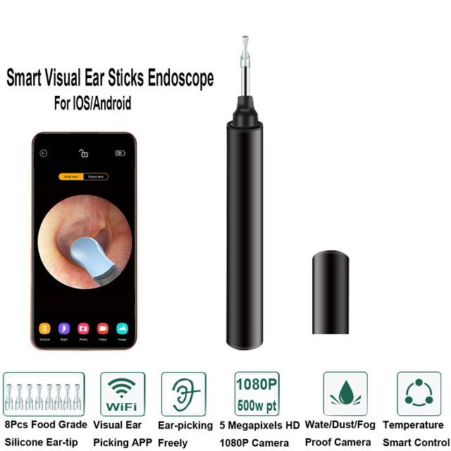 In Ear Cleaning Endoscope Spoon Portable WiFi Mini Camera Ear Picker for Adults Kids Android iOS Visual Ear Otoscope