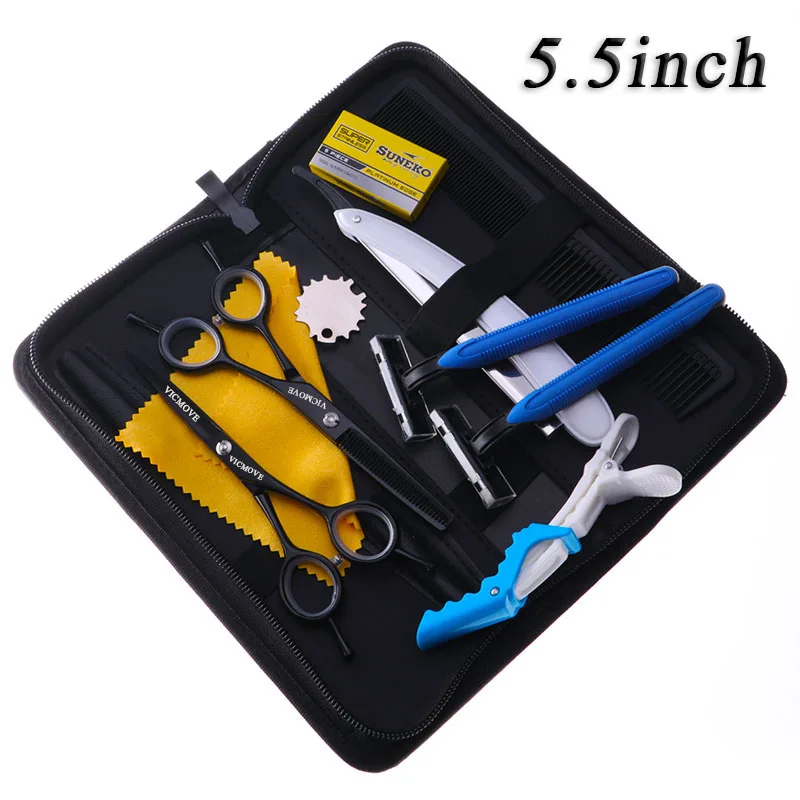 1 set add case VICMOVE 5," /6" ножницы для ухода за домашними животными профессиональные ножницы для стрижки собак набор резка+ истончение домашних животных ножницы серебро и черный - Цвет: 1 set add case