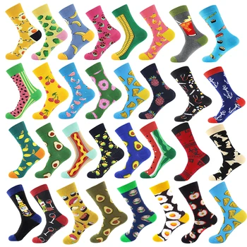 

Women Socks Funny Cute Cartoon Fruits Banana Avocado Lemon Egg Cookie Donuts Food Happy Japanese Harajuku skateboard Socks