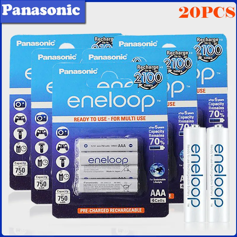 20pcs Panasonic 1,2 v AAA 800mAh перезаряжаемая батарея для камеры фонарик игрушки пульт дистанционного управления Предварительно заряженный Ni-MH аккумулятор - Цвет: 20pcs