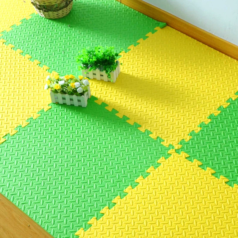 yellow andgreen 10 шт./компл. 30 см x 30 см мат из поролона «Ева» Домашний коврик комбинированная мозаика коврик, ковер ковровое покрытие пола пижамы для малышей/Детский развивающий коврик Домашний декор - Цвет: yellow andgreen