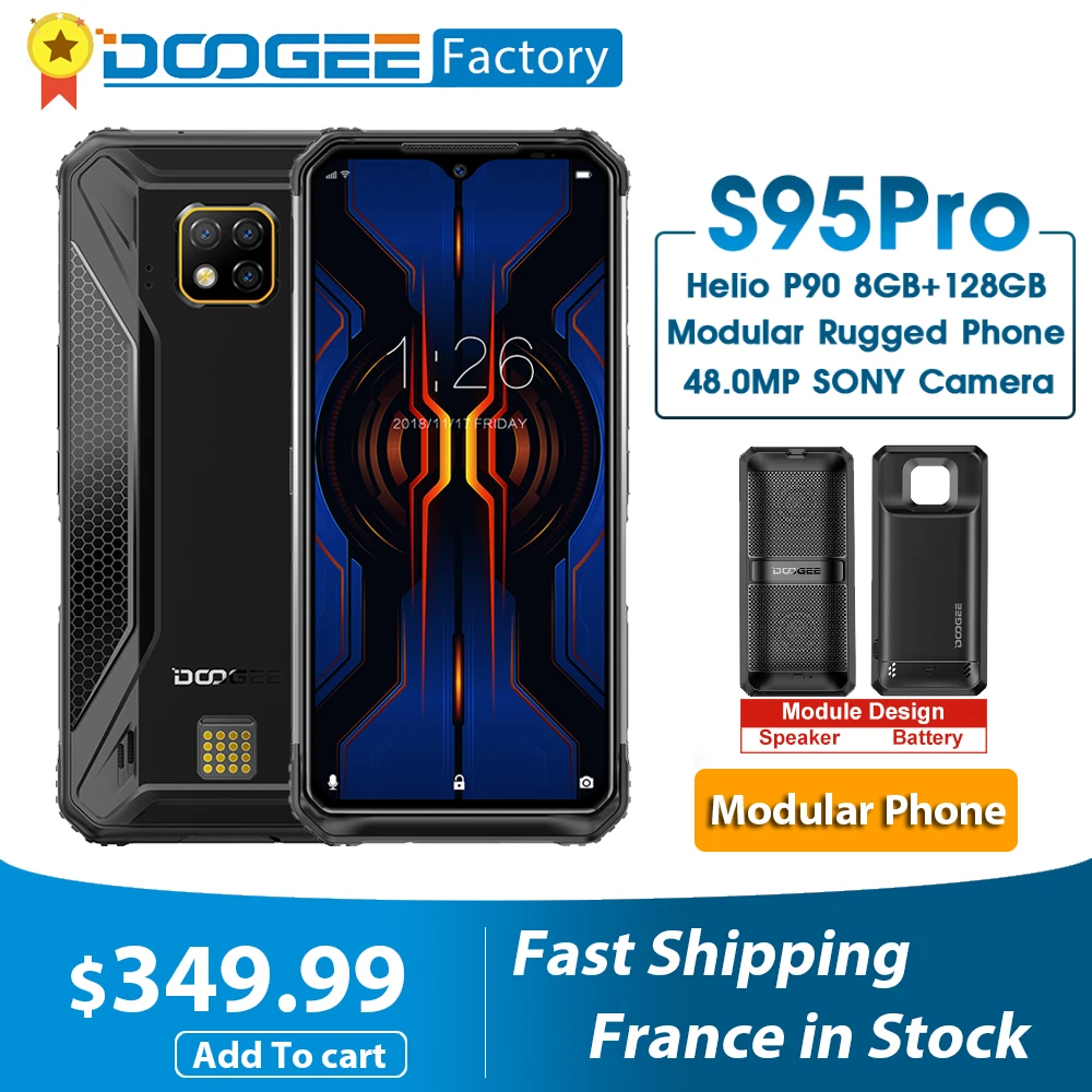 Новый DOOGEE S95 Pro модульная прочный мобильный телефон 8 ГБ 128 Helio P90 6 3 дюймов Дисплей