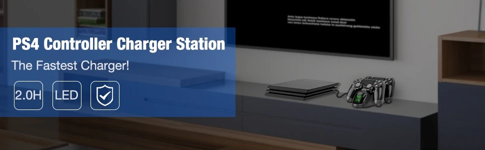 beboncool carregador duplo para controladores com cabo estação de carregamento com tela de exibição para play station pro