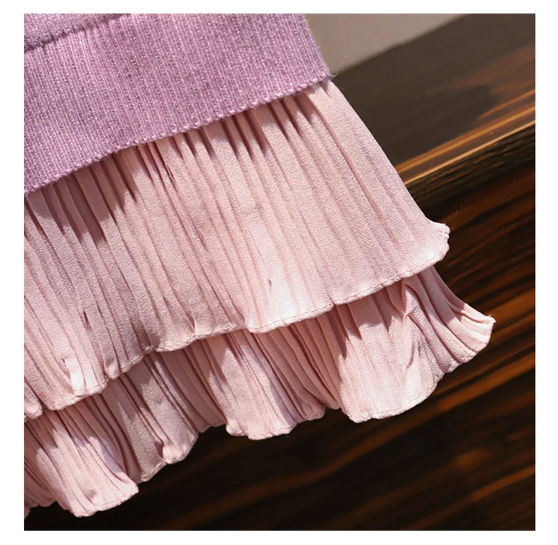 Plus Size M-4XL Autumn Winter Women Knitting Sweater Dress Female Loose Chiffon Patchwork Solid Pullover Dresses L4044