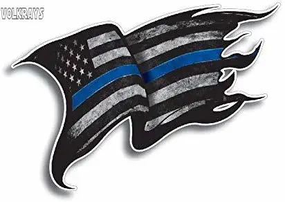 Volkrays Creative Car Sticker of Thin Blue Line USA Flag Accessories Reflective Waterproof Sunscreen Vinyl Decal 12cm*8cm | Автомобили и