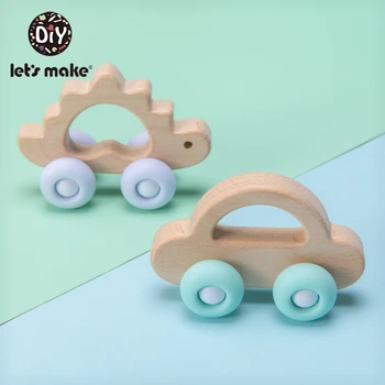 

Let's Make 1PC Elephant Car Wooden Teether Animal Car Ecofriendly Baby Crib Toy Wooden Baby Accessories Wooden Teether Toys