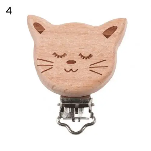 Мультфильм животных деревянные детские соски клип цепь игрушка DIY молярный Прорезыватель аксессуары - Цвет: Cat