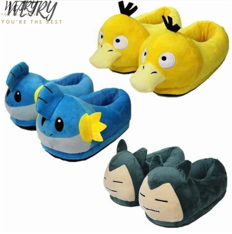 

IN 2020 Plush Slippers Snorlax Mudkip Psyduck Plush Shoes Anime Cartoon Home House Winter Slippers Cosplay Shoe Gift For Kids