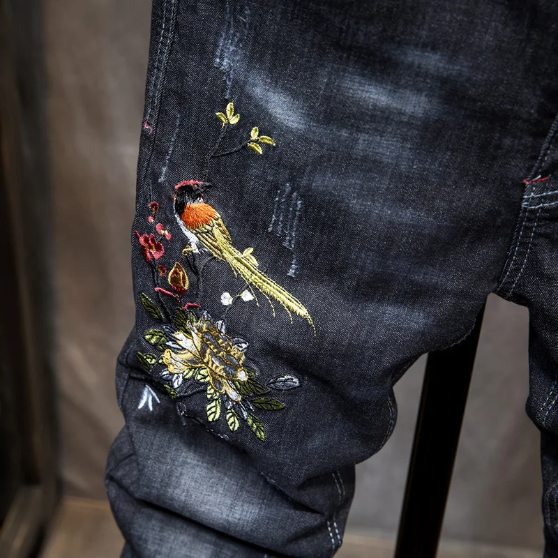 Reviews Jeans Men Jeans Mens Men'S Classic Fashions Pants Denim Biker Pant Slim Fit Baggy Straight Embroidery Print Trousers Designer