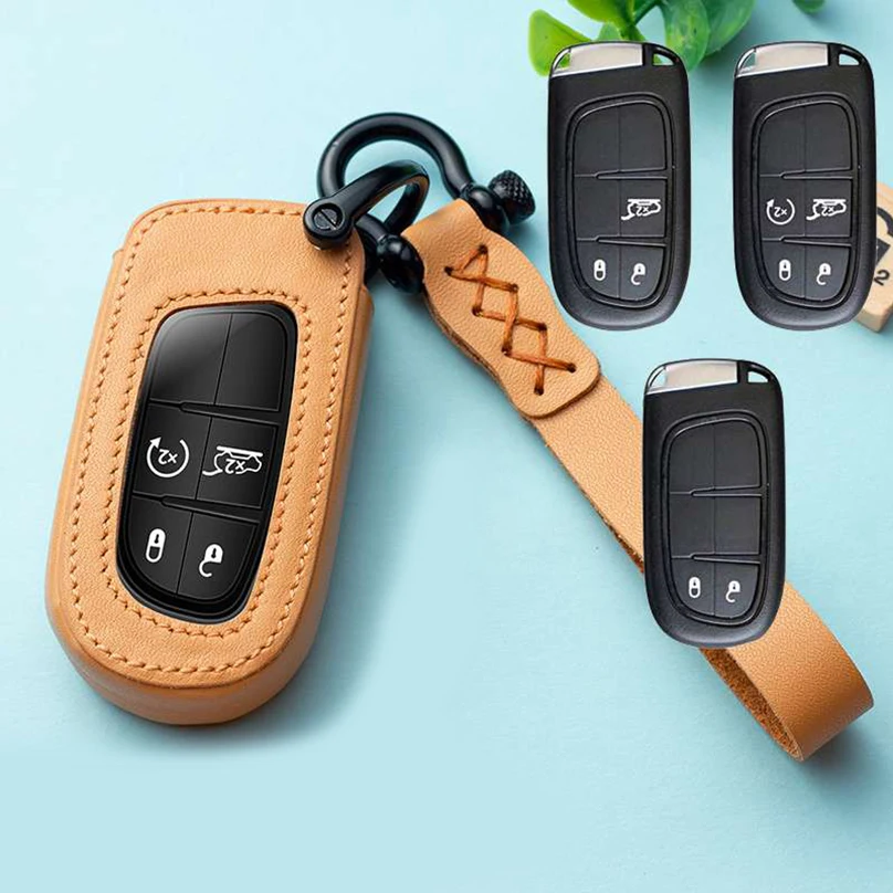 A - Brown Высокое качество кожаный чехол для ключей Jeep Grand Cherokee Компас Патриот Dodge Journey Chrysler 300C - Название цвета: A - Brown