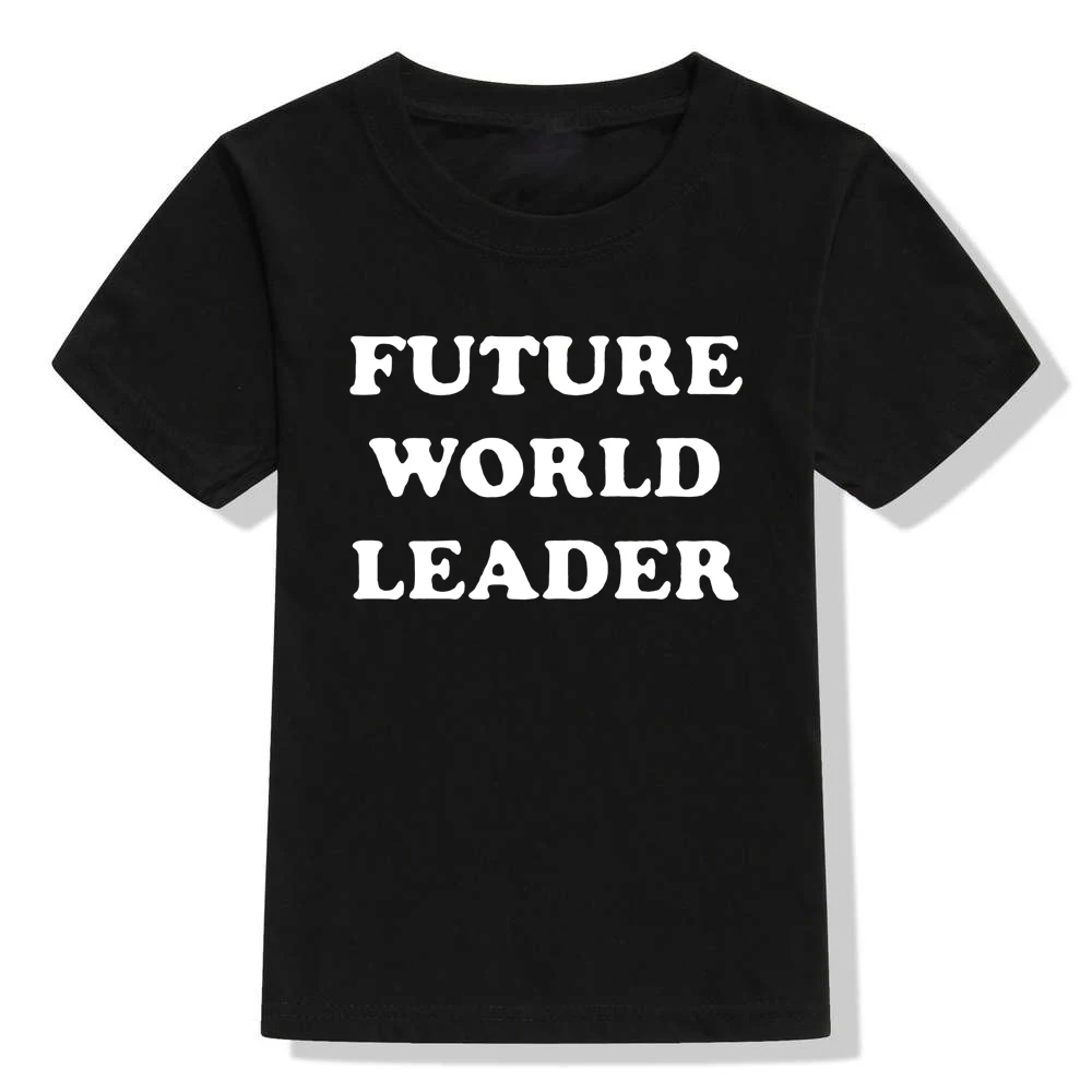 Kids Boys Tshirt Future World Leader Print Funny Letters Toddler Boy T-shirt Children Casual Short Sleeve Fashion Tees Clothes